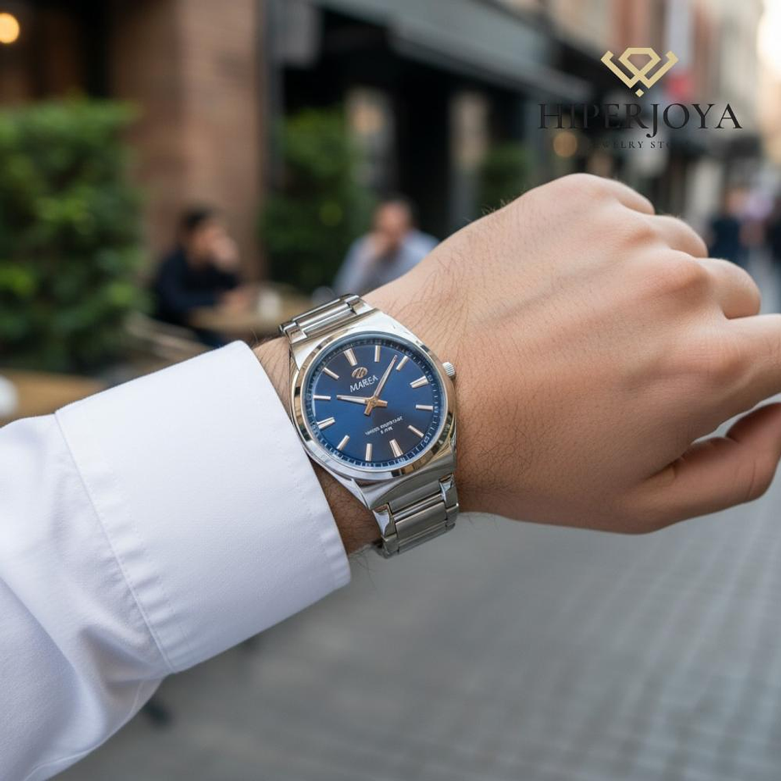 Reloj con la esfera azul y acero para caballero  2