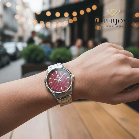 Reloj con esfera roja para hombre 