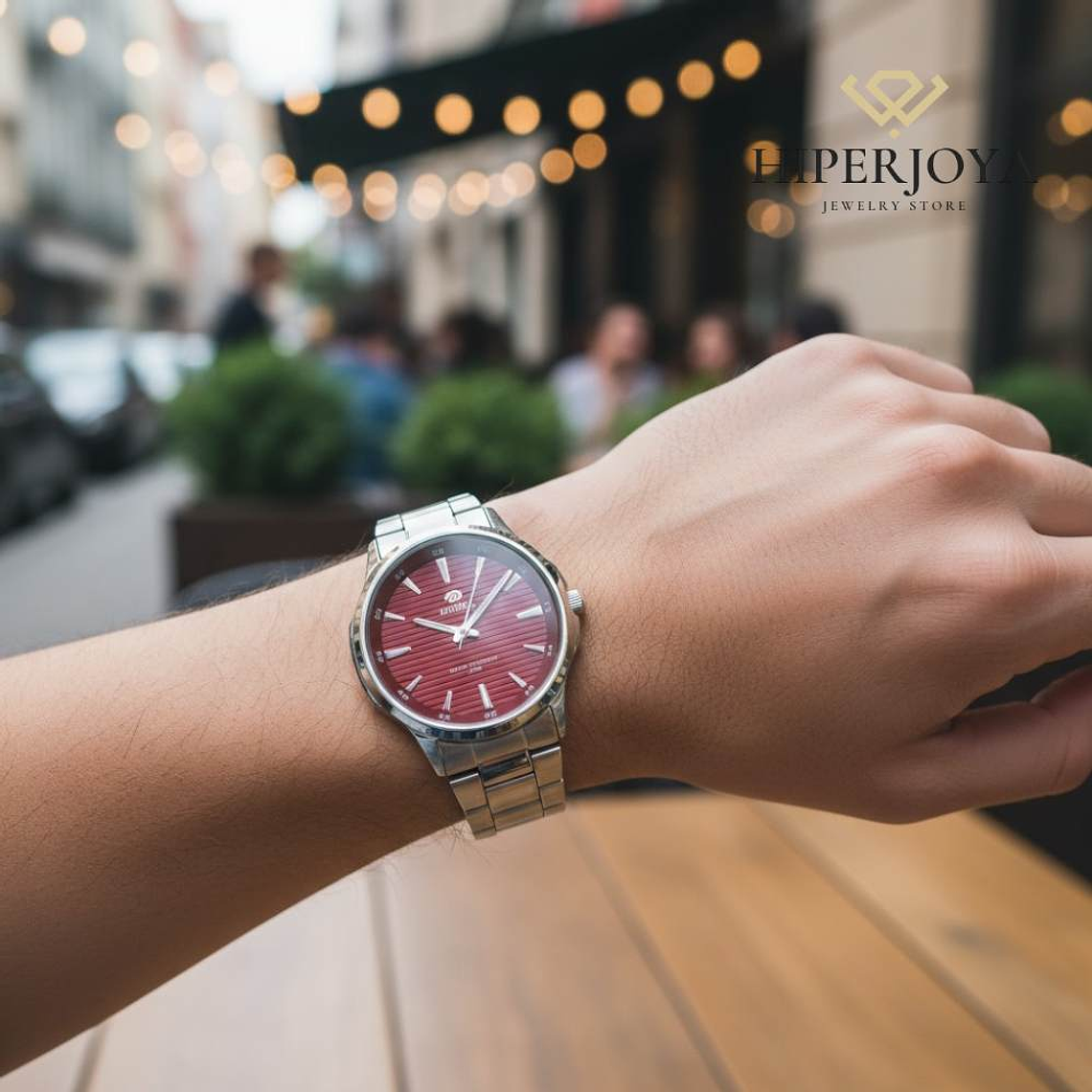 Reloj con esfera roja para hombre  2