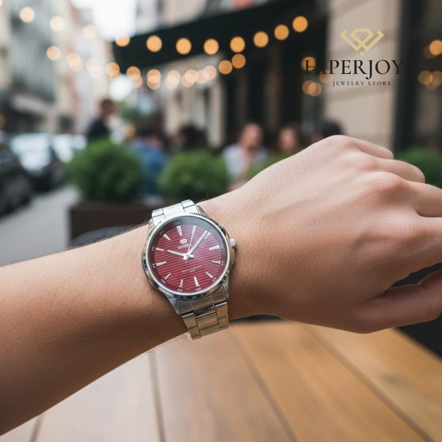 Reloj con esfera roja para hombre  2