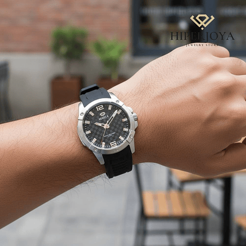 Reloj negro de silicona para caballero 