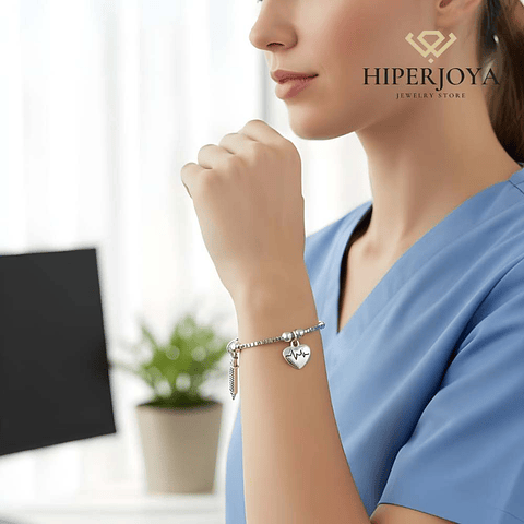 Pulsera auxiliar de enfermería plata 