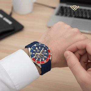 Reloj azul multifunción de silicona para caballero