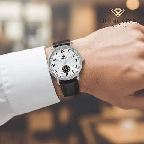 Reloj negro movimiento japonés tres agujas y cartera 