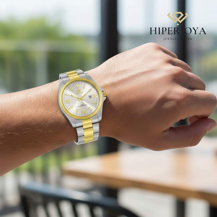 Reloj de acero con bisel tres agujas  2