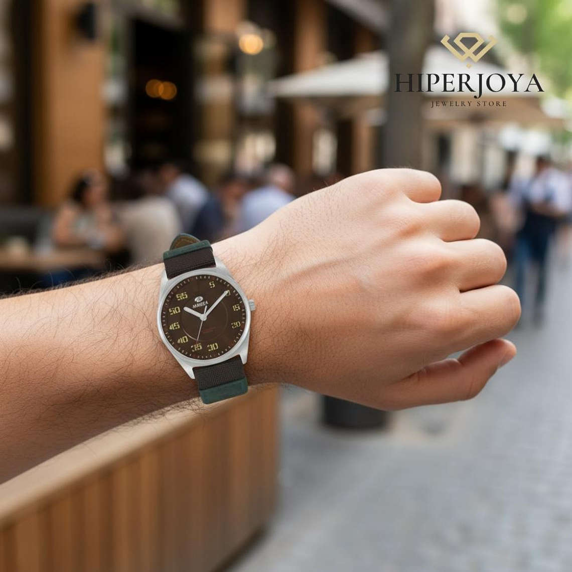 Reloj marrón movimiento japonés con cartera adicional  2