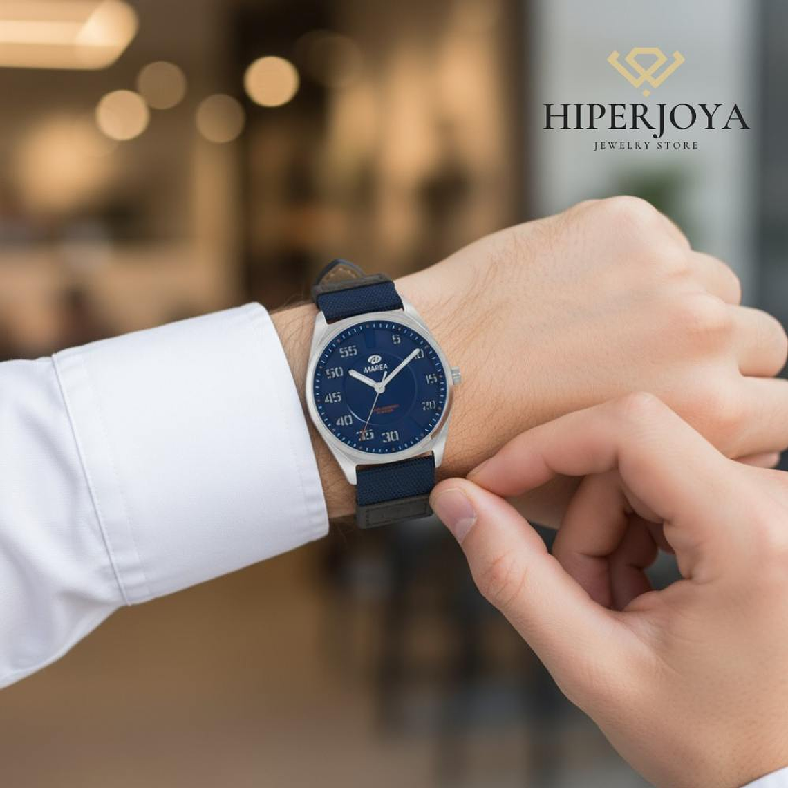 Reloj azul más cartera movimiento japonés tres agujas  1