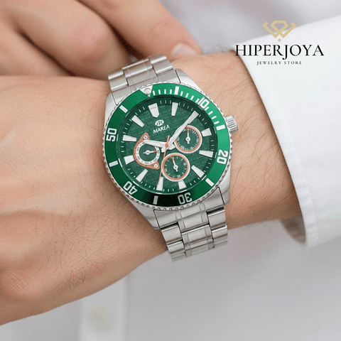 Reloj verde multifunción acero 