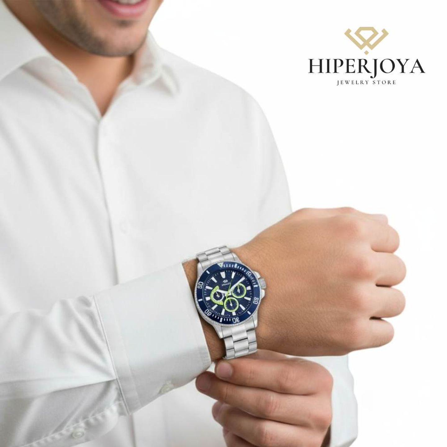 Reloj de acero multifunción azul  2