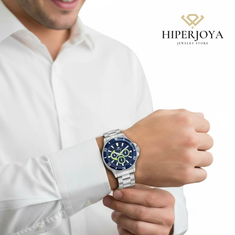 Reloj de acero multifunción azul  2