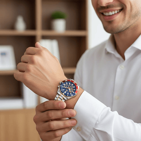 Reloj de acero para caballero multifunción 