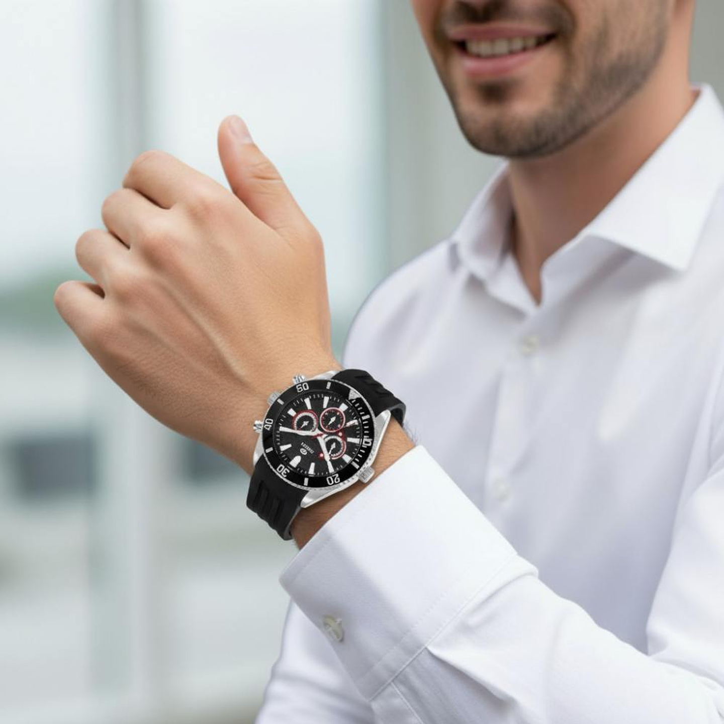 Reloj multifunción de silicona para caballero  1