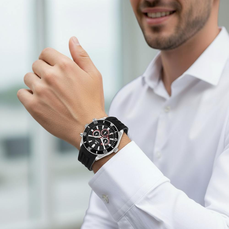 Reloj multifunción de silicona para caballero  1