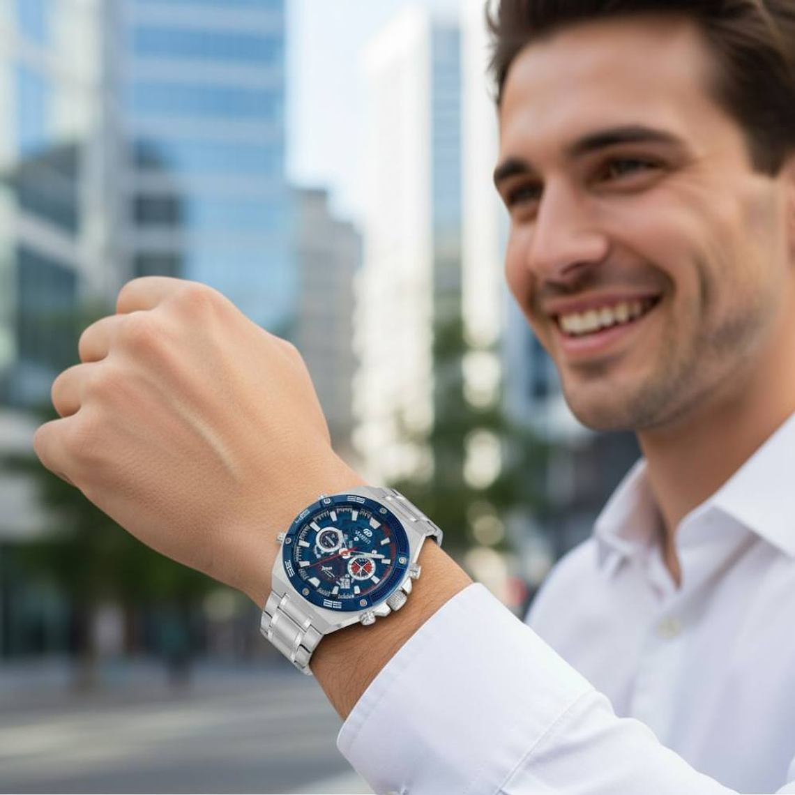 Reloj de acero crono steel caballero  1