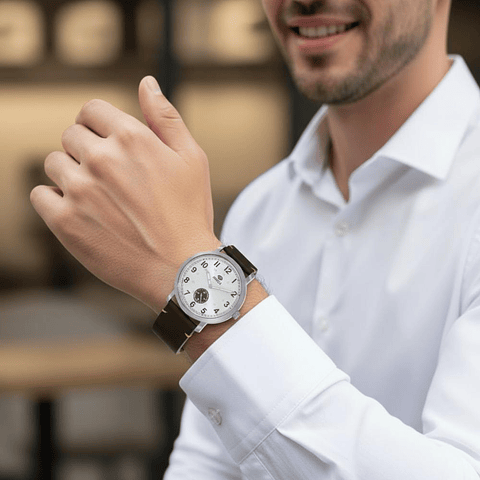 Reloj marrón tres agujas más cartera 