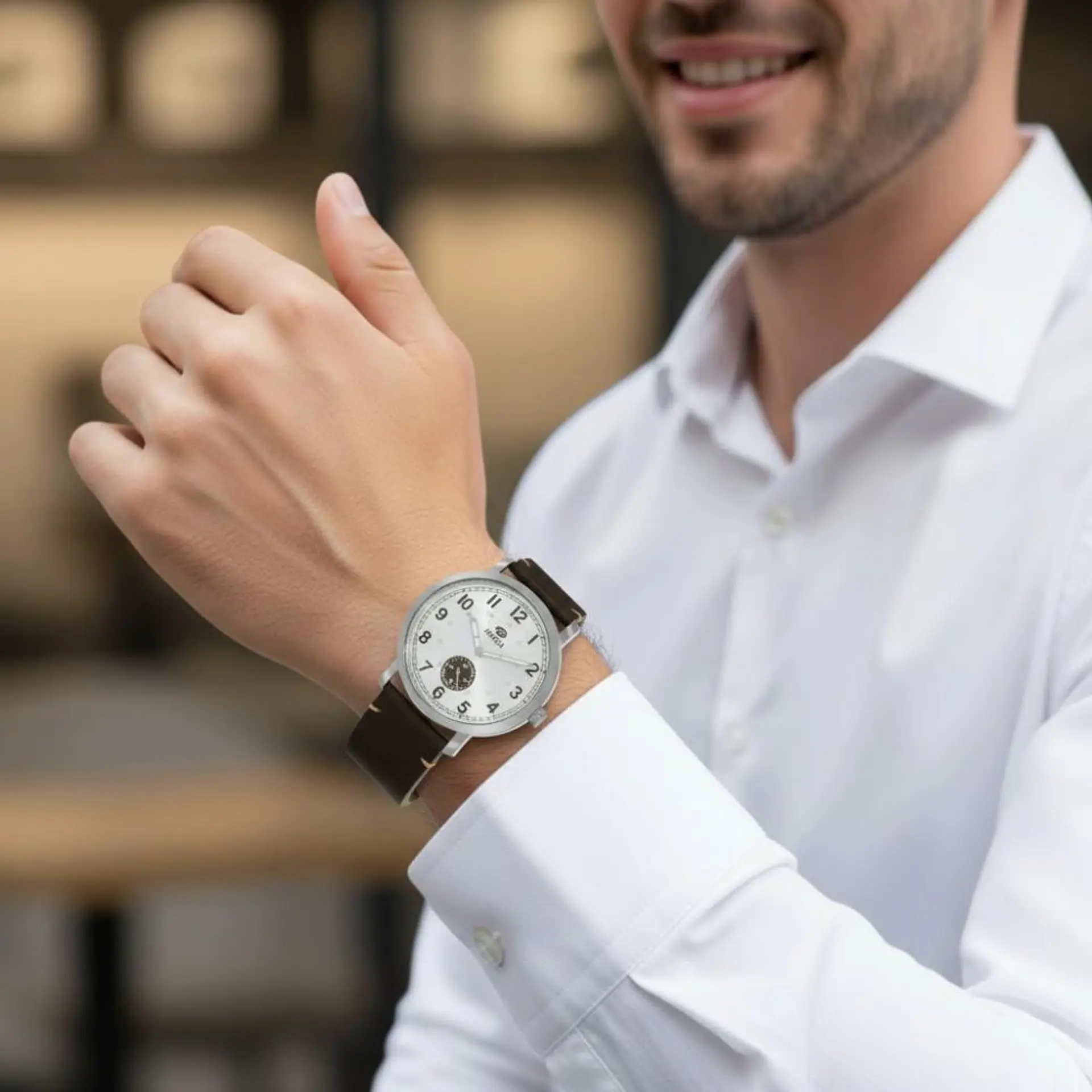 Reloj marrón tres agujas más cartera  2