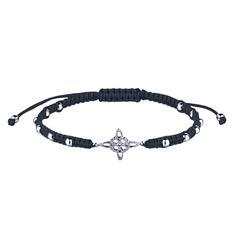 Pulsera de hilo negro con nudo de bruja 