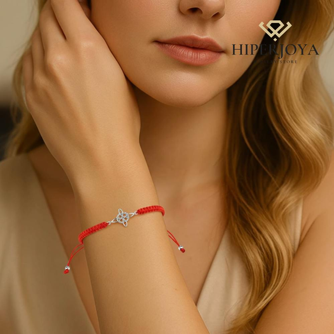 Pulsera de hilo rojo con nudo de bruja  2