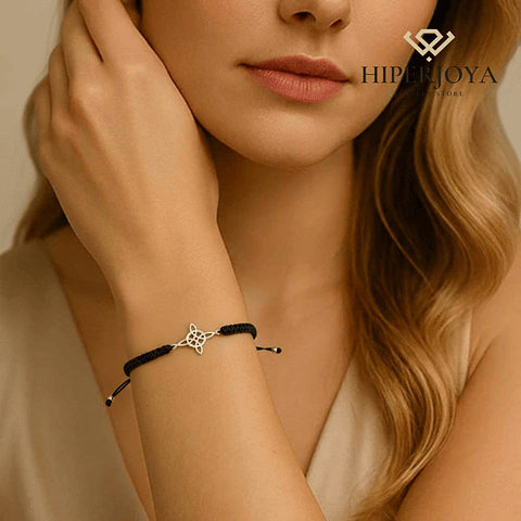 Pulsera de hilo y nudo de bruja 