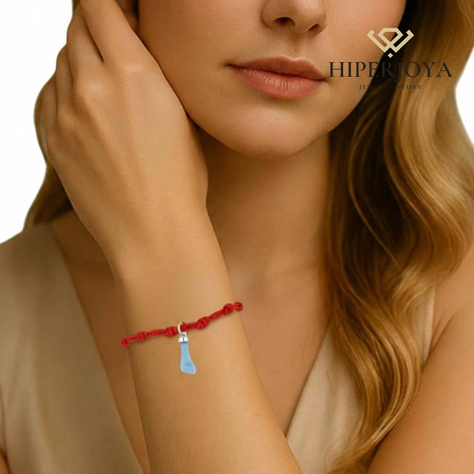 Pulsera de hilo rojo con higa de turquesa 2