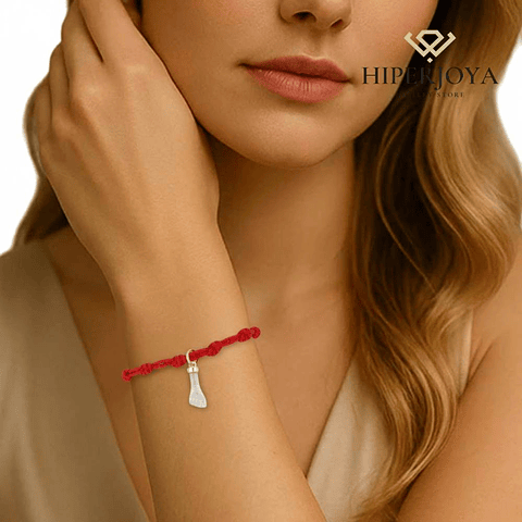 Pulsera de hilo rojo con higa de madreperla