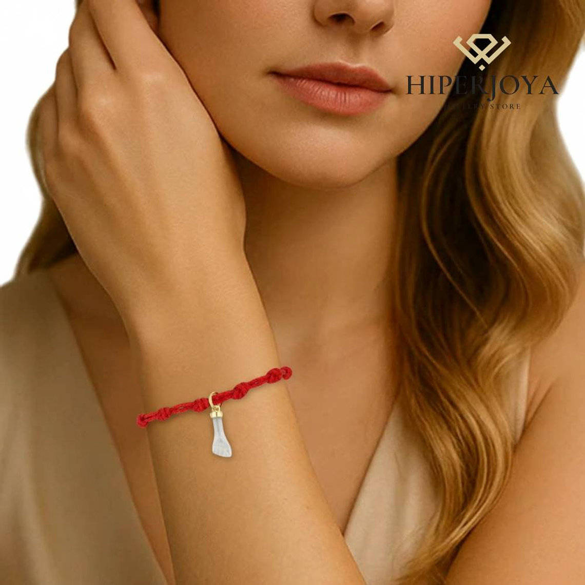 Pulsera de hilo rojo con higa de madreperla 2