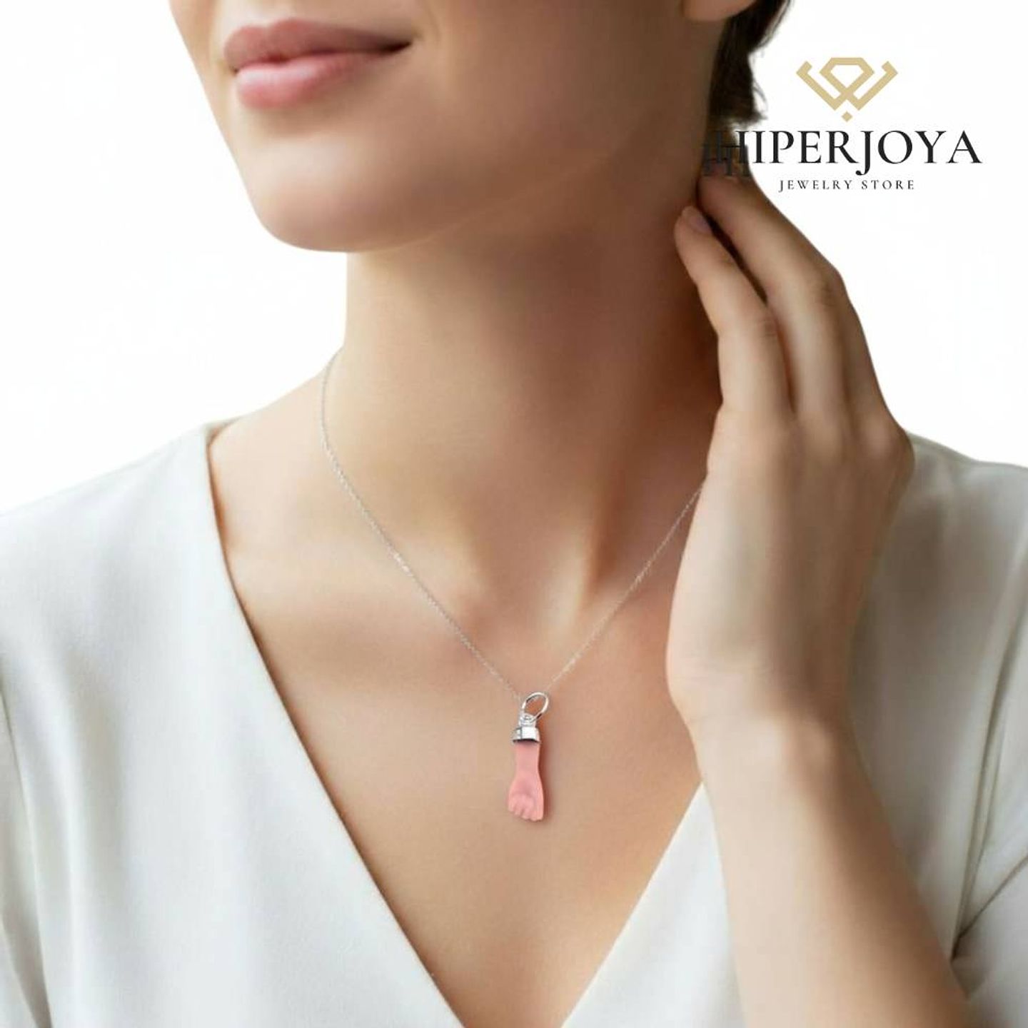 Colgante de higa color rosa  2