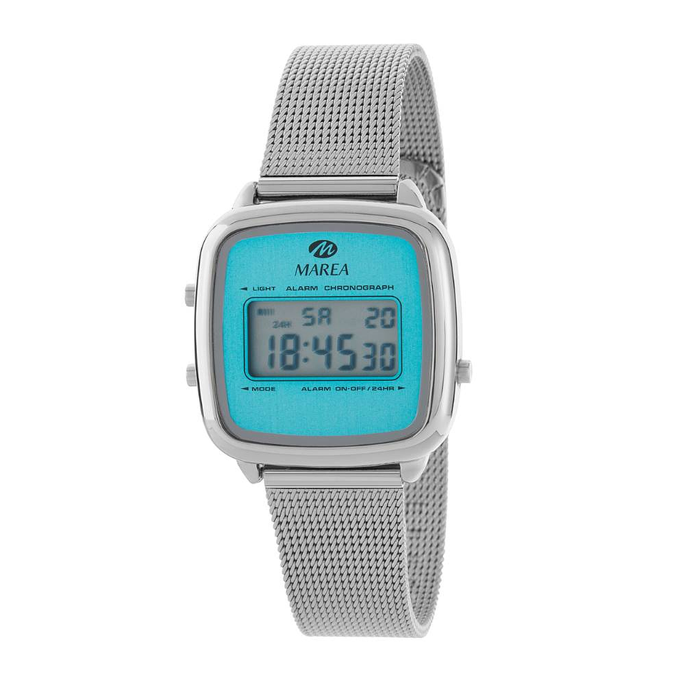 Reloj plateado digital para mujer  1