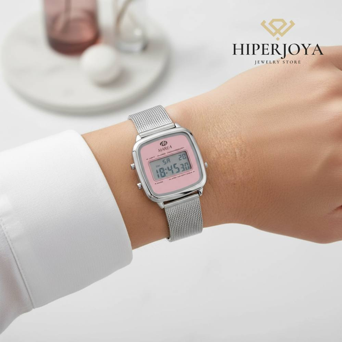 Reloj digital esfera rosa  3