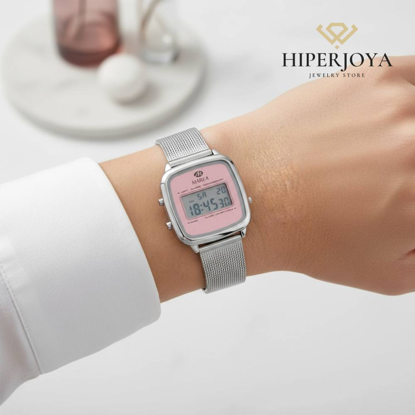 Reloj digital esfera rosa  3