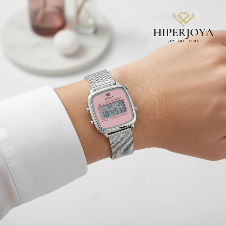 Reloj digital esfera rosa  3