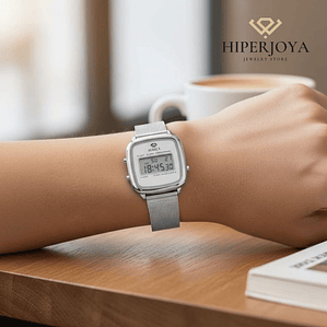 Reloj para mujer plateado digital 