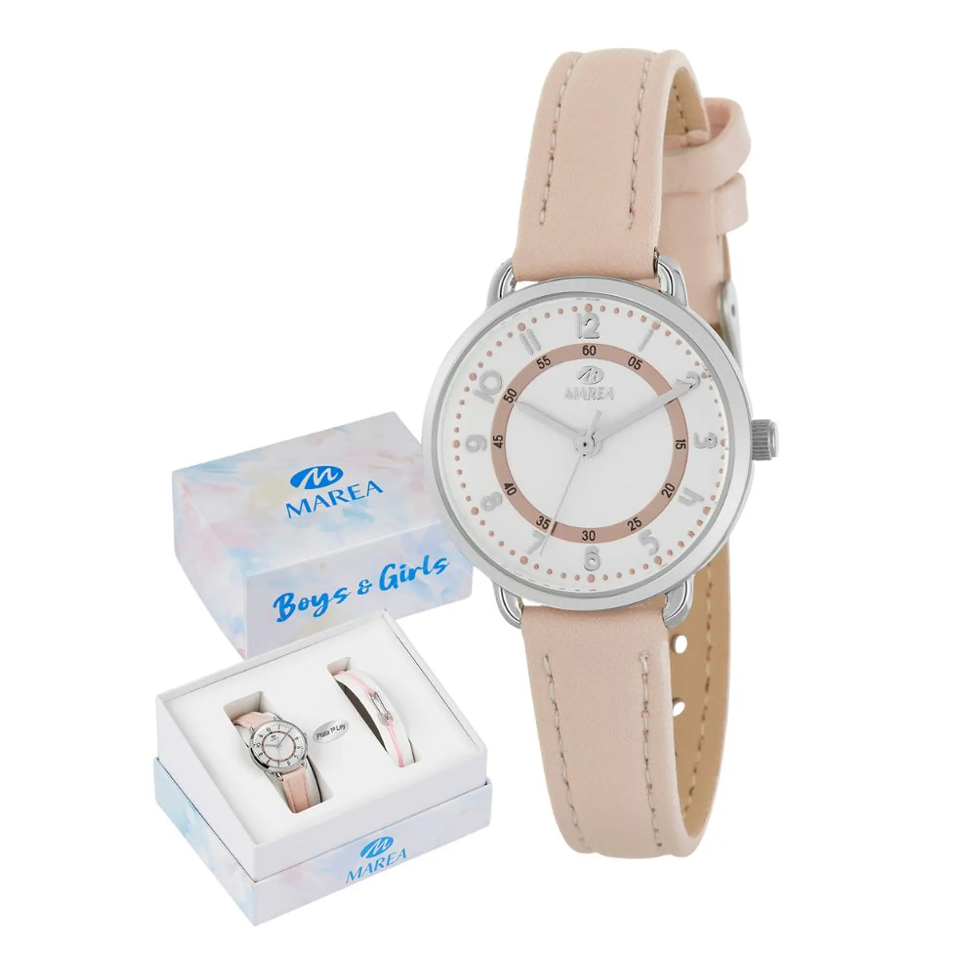Reloj rosa para niña de piel  1