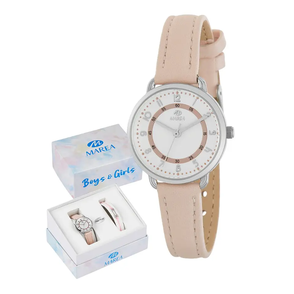 Reloj rosa para niña de piel  1