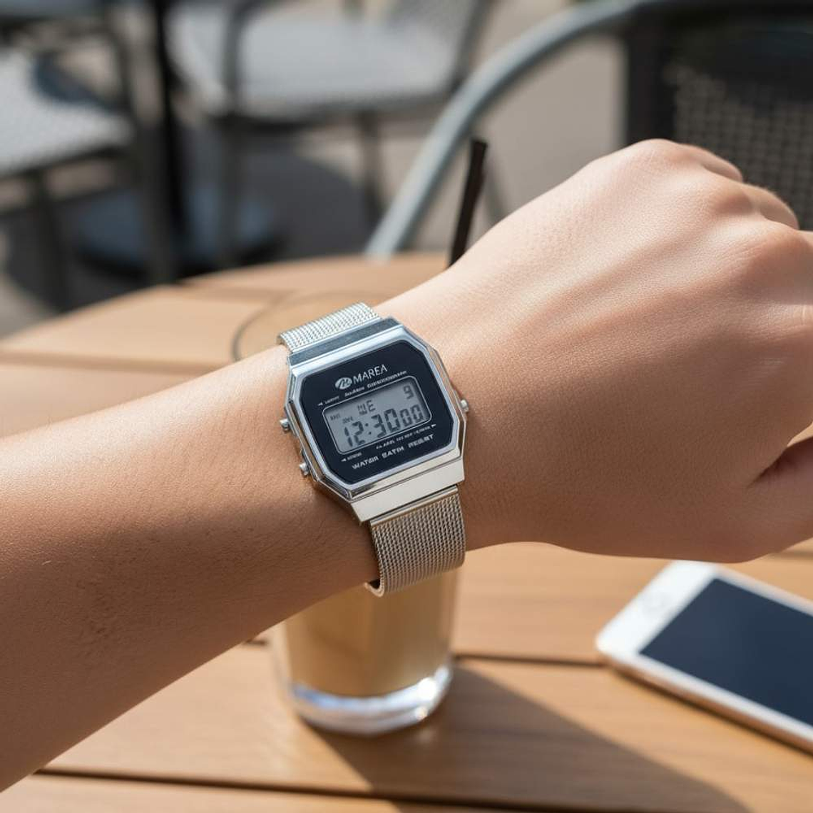 Reloj digital pantalla LCD color negro 2