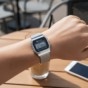 Reloj digital pantalla LCD color negro