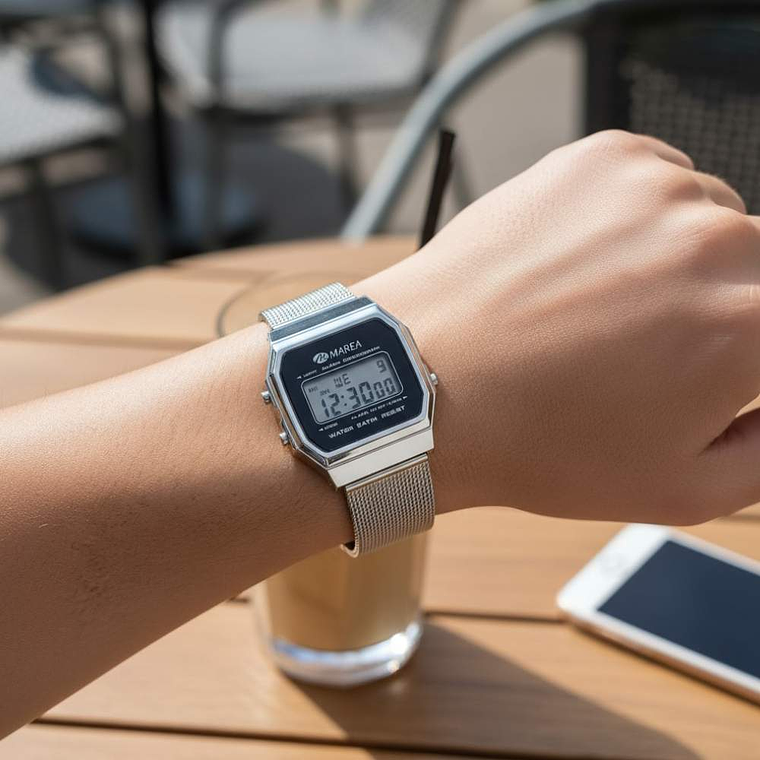 Reloj digital pantalla LCD color negro 2