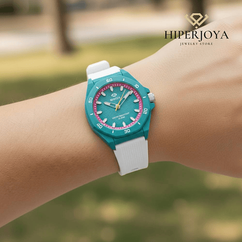 Reloj de esfera verde silicona y plástico 