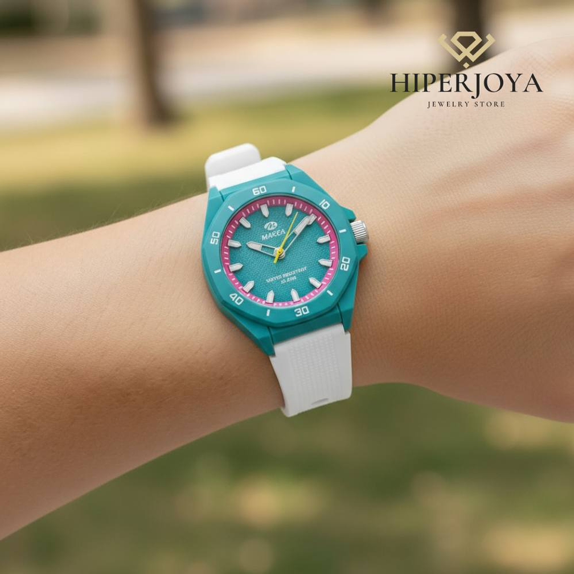 Reloj de esfera verde silicona y plástico  2