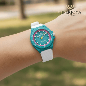 Reloj de esfera verde silicona y plástico 