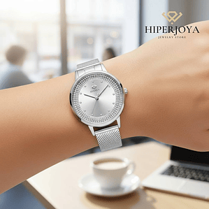 Reloj con correa de acero para dama