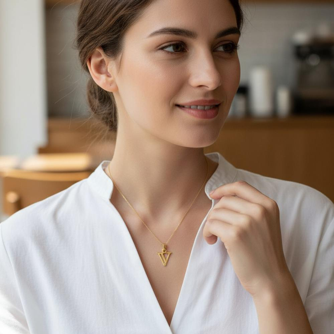 Colgante de inicial V Oro 18k 3
