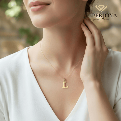 Colgante de inicial L Oro 18k