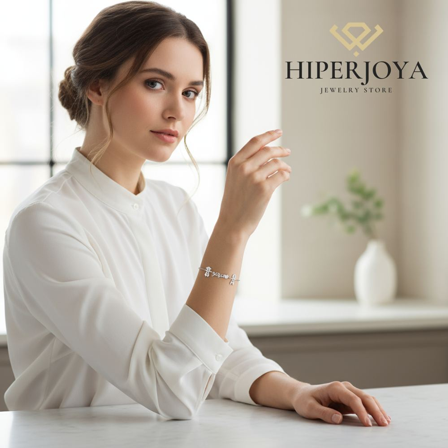 Pulsera personalizada yaya y nombres de nietos plata 3