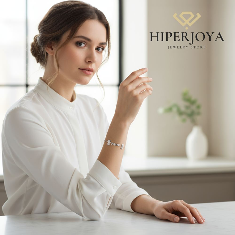 Pulsera personalizada yaya y nombres de nietos plata 3