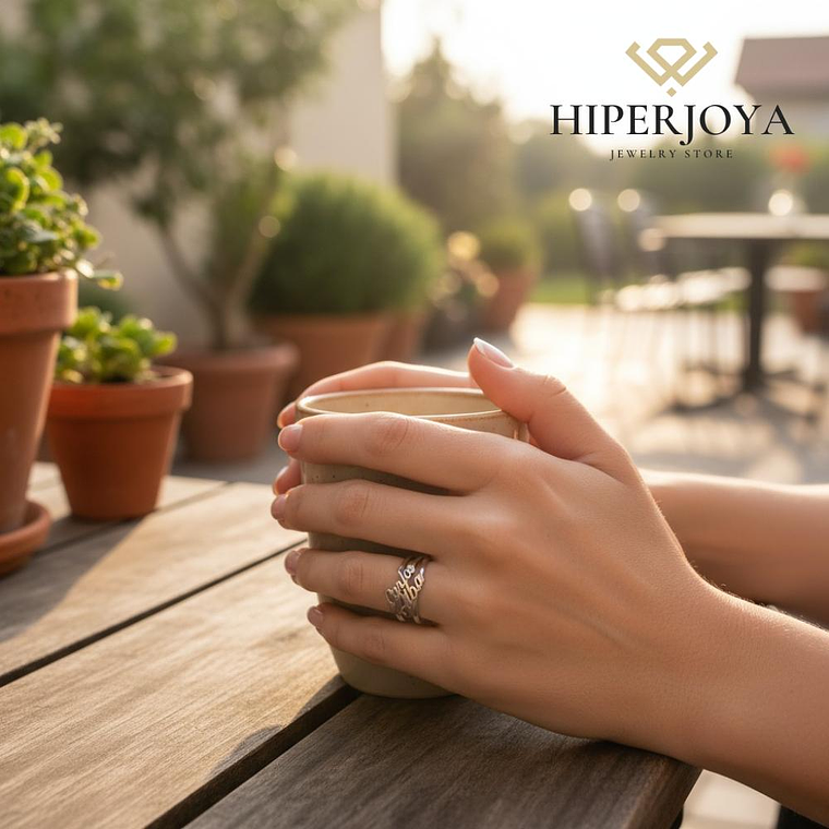 Anillo personalizado nombres en pareja plata 3