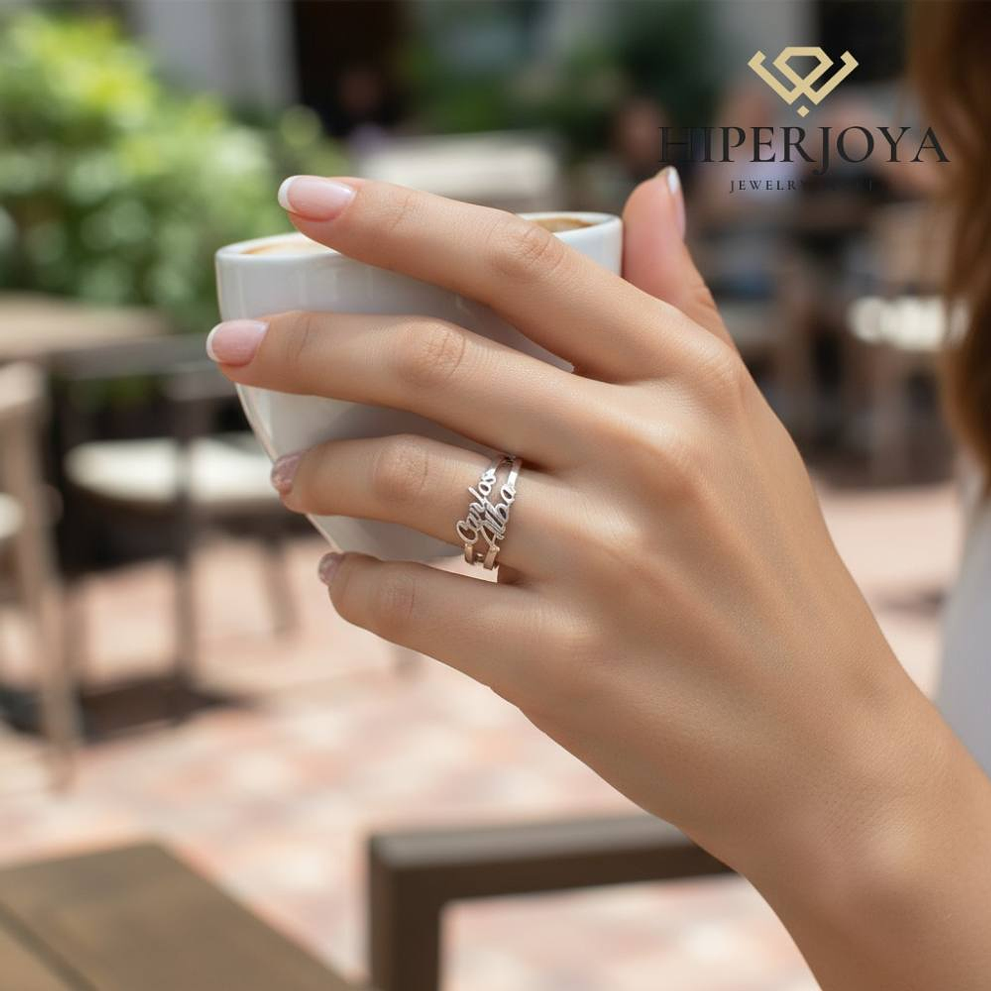 Anillo personalizado nombres en pareja plata 2