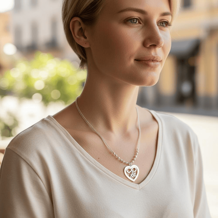 Colgante iniciales corazón plata 2