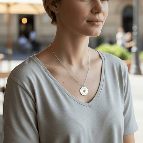 Colgante personalizado nombres y mensaje plata