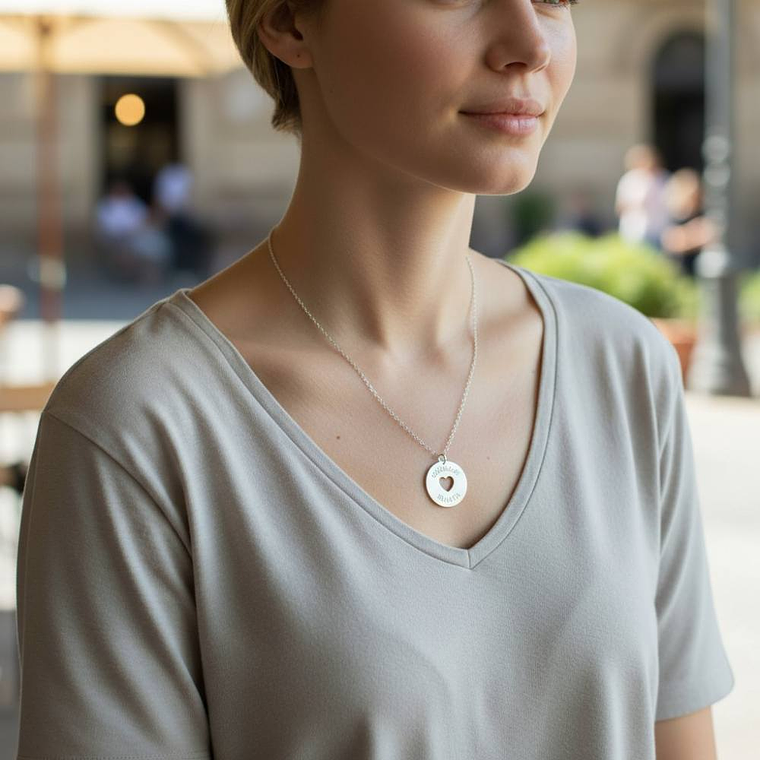 Colgante personalizado nombres y mensaje plata 2